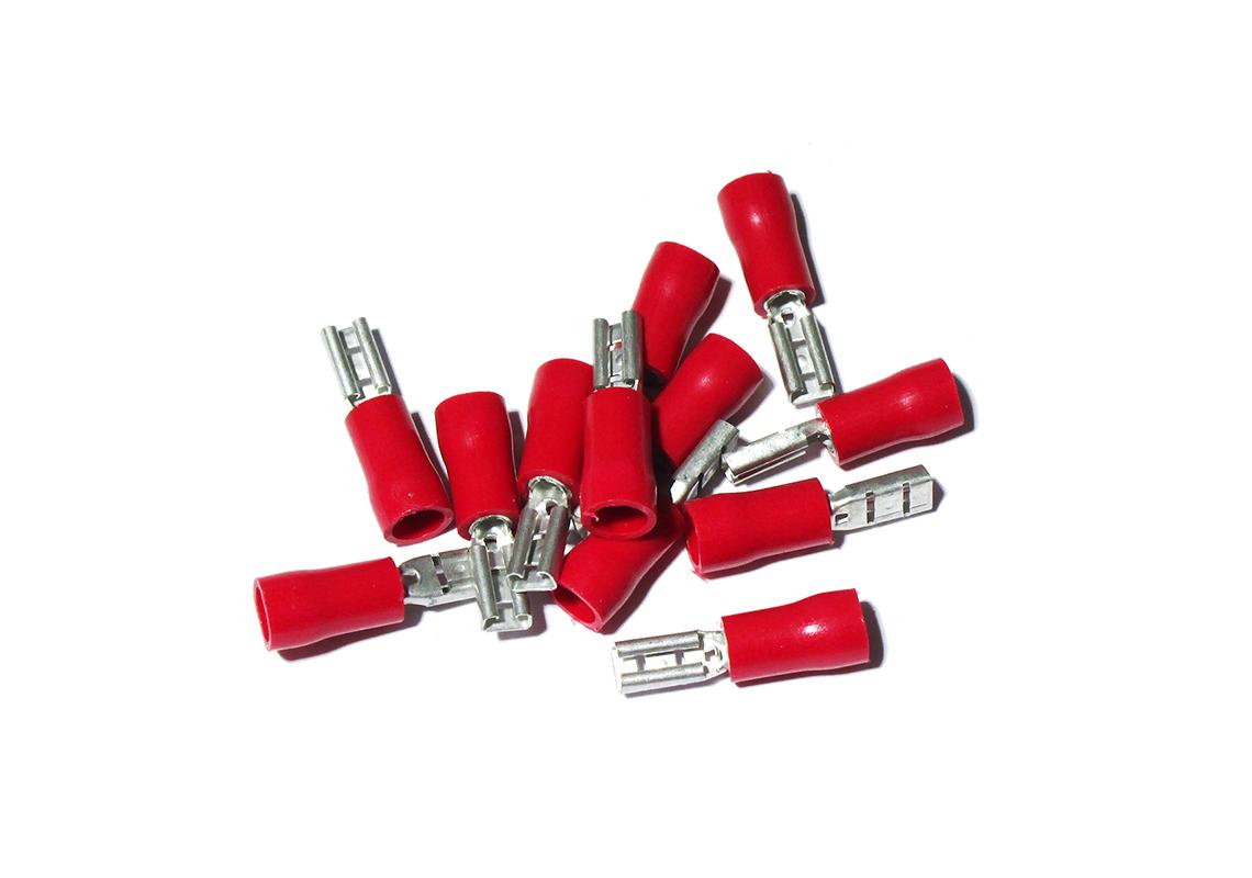 100 COSSES ROUGES PRÉISOLÉES À MANCHON PVC - SECTION CÂBLE : 0,25-1,65mm²